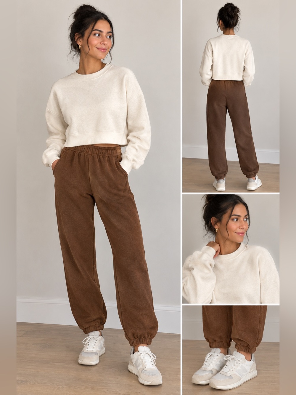 Jac Parker Cozy High-Waist Fleece Joggers - Brown